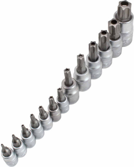 Techman Căpăcei Torx cu Patrat de Prindere 1/2" Set 13buc