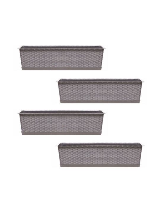 Κασπώ Rattan Καφέ 68.5x17.3x15εκ. 4τμχ