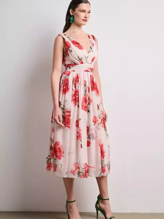 Summer Midi Dress for Wedding Christening Open Back Floral