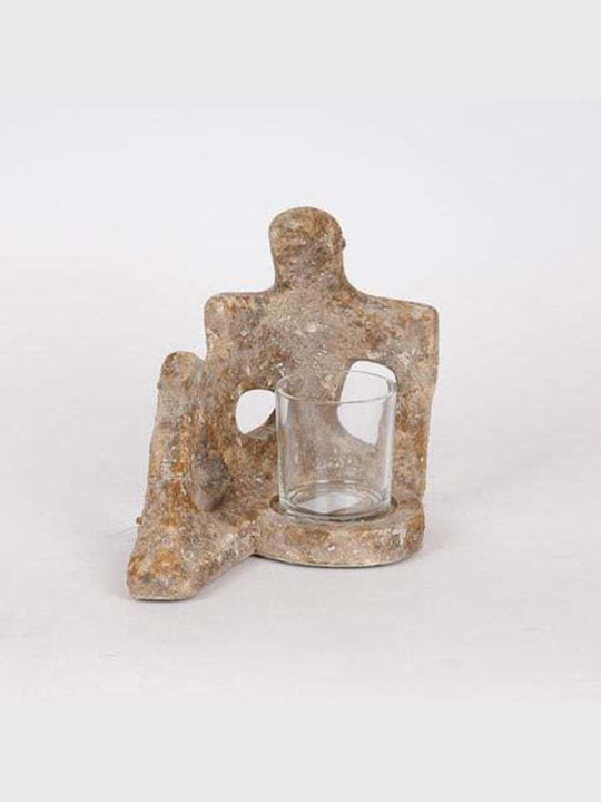 Candle Holder Polyresin in Brown Color 24x20x16.5cm 1pcs