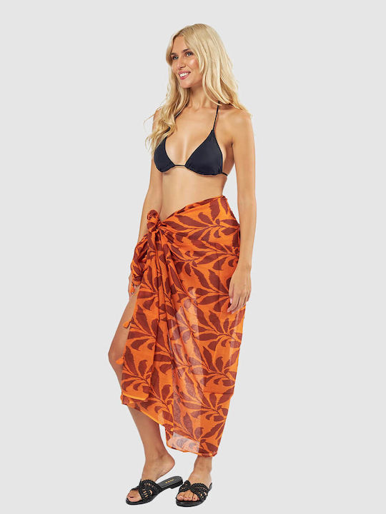 Green Women's Pareo 08-0153 Indian Cotton Orange