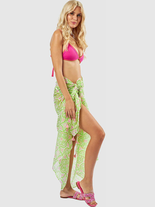 Green Women's Pareo 08-0161 Indian Cotton Lime