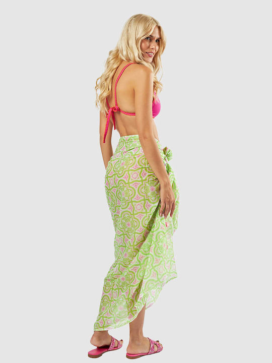 Green Women's Pareo 08-0161 Indian Cotton Lime