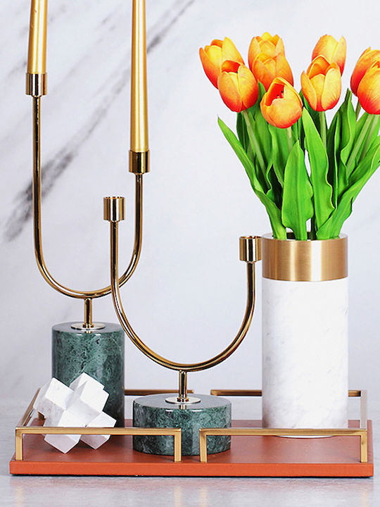 Melina's Collection Suport pentru lumânare Metalic 2 Locuri în culoarea Verde 20x45x45buc 1buc
