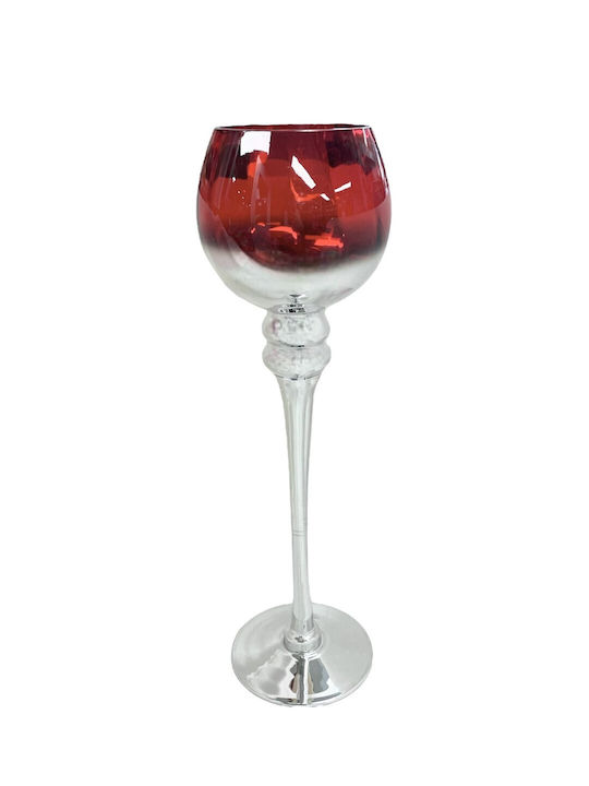 BigBuy Candle Holder suitable for Tealights Crystal Red 13x13x40cm 1pcs
