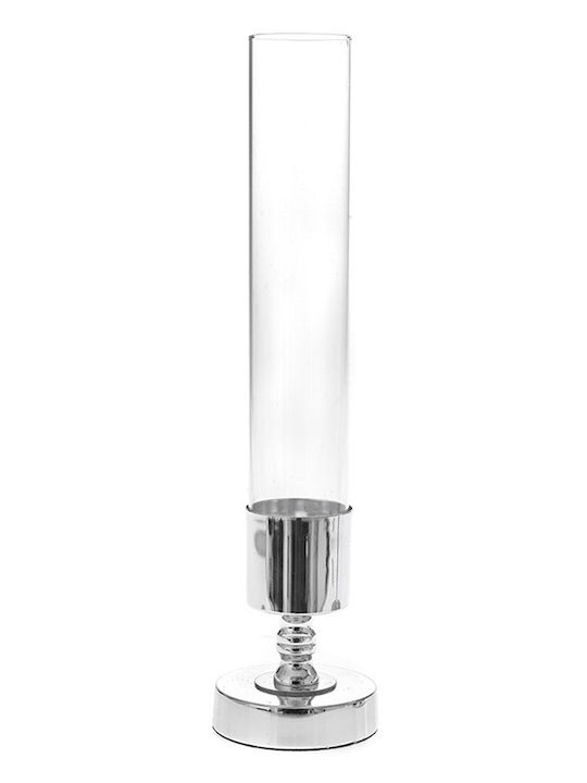 Iliadis Candle Holder Glass in Silver Color 10x10x50cm 1pcs