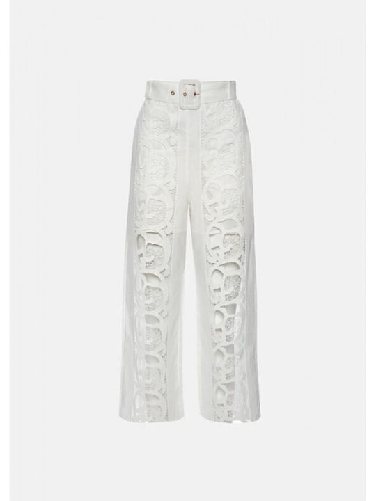 Γυναικείο Υφασμάτινο Capri Παντελόνι Off White