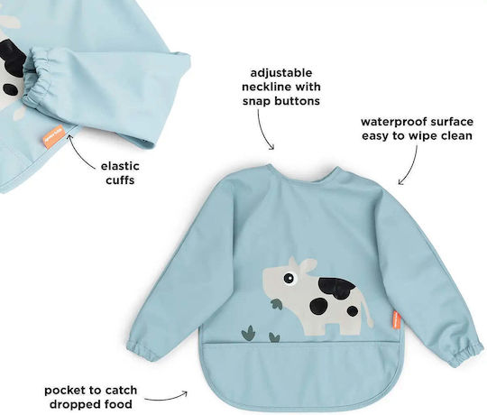 Done by Deer Waterproof Coverall Fabric with Hoop & Loop Fastener, Pocket & Sleeves Farm Blue