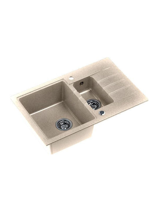 Steiner Drop-In Chiuvetă din Granit Sintetic cu robinet L78xW50cm Granit bej