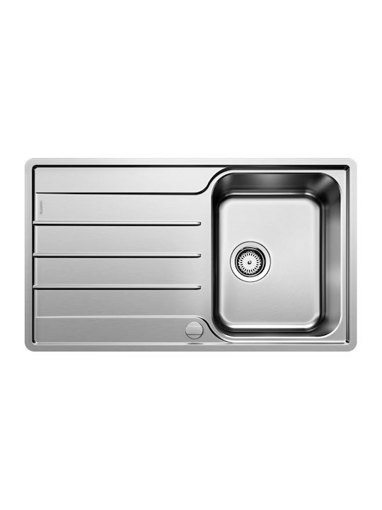 Blanco Drop-In Sink Inox Brushed with Faucet W86xD50cm White
