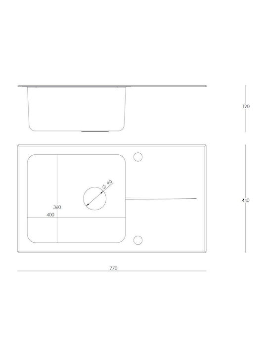 Steiner Drop-In Spüle Ecke Rechts Inox B35xT35cm Gray