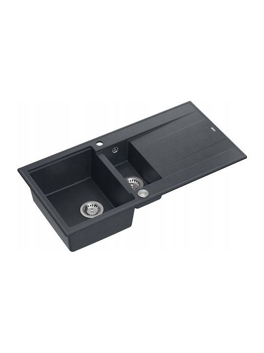 GraniteQ Evan 156 Drop-In Sink Inox W100xD50cm Black
