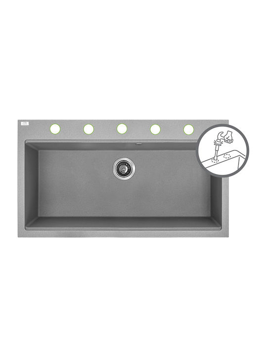 Laveo Drop-In Мивка от Синтетичен Гранит Ш50xД80см Сив