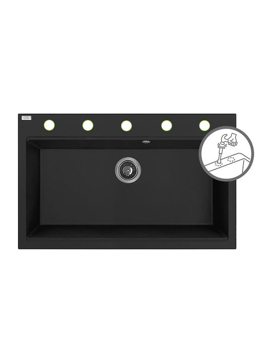 Laveo Drop-In Мивка от Синтетичен Гранит Ш50xД80см Черен