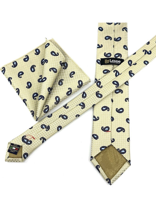 Legend Accessories Комплект Мъжки Кравати Отпечатани в Жълт Цвят