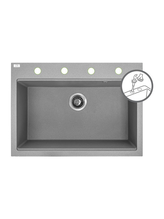 Laveo Drop-In Spüle aus Verbundgranulat B50xT70cm Gray