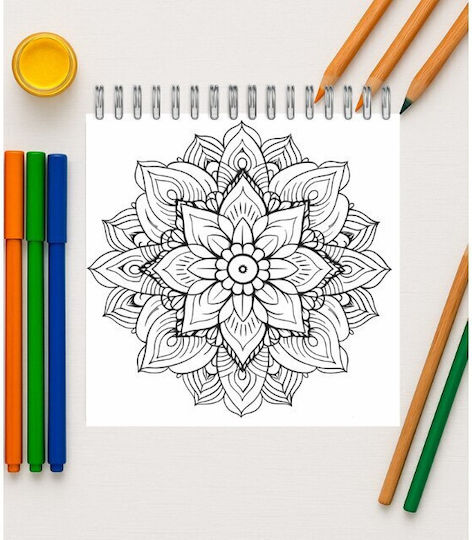 Adult Colouring Book Relaxation Stress Relief Mandala Moments Spiral Binding 60 Illustrations 21 X 21 Cm