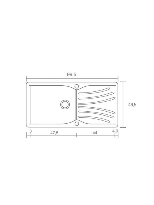 Sanitec Classic Drop-In Spüle aus Verbundgranulat B100xT50cm Granite Black