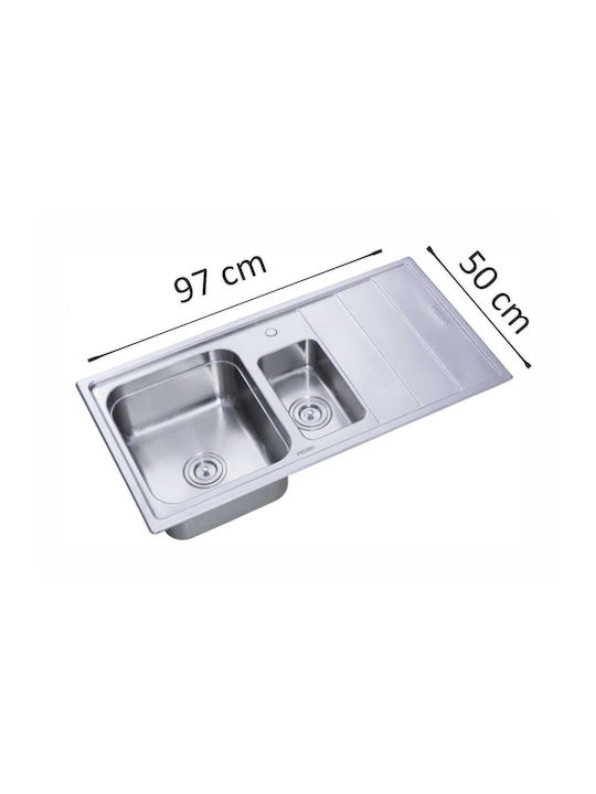 Freddo Ένθετος Νεροχύτης Inox Μ97xΠ50cm Γκρι