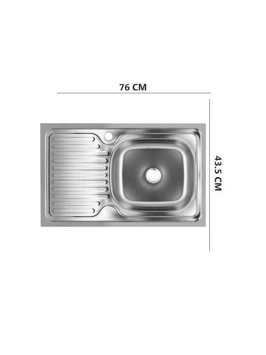 Freddo Ένθετος Νεροχύτης Δεξιός Inox Μ43.5xΠ76cm Γκρι