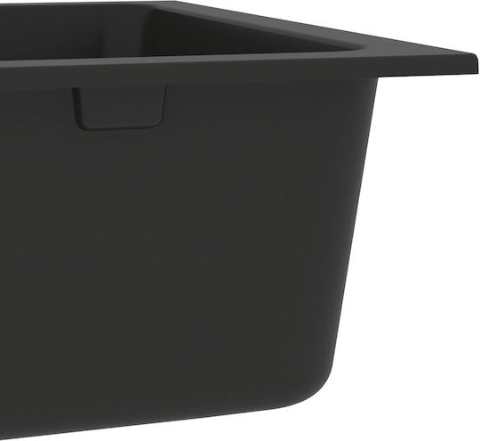 vidaXL Кухненска мивка Черна 760x480x184 мм Композитен гранит