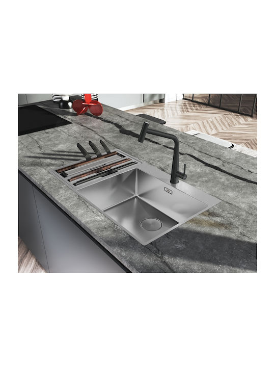 Franke Box Center Bwx 220-54-27 Drop-In Kitchen Sink Right Inox Satin Finish M86xP51cm Silver