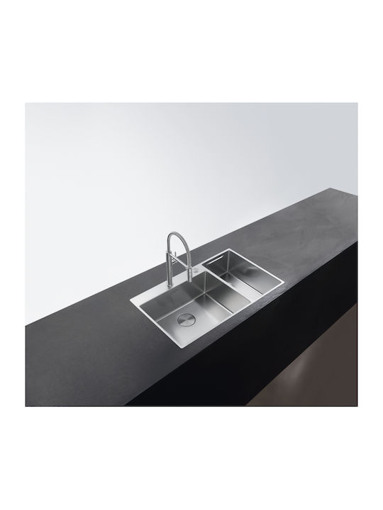 Franke Box Center Bwx 220-54-27 Drop-In Kitchen Sink Left Handed Inox Satin Finish M86xP51cm Silver