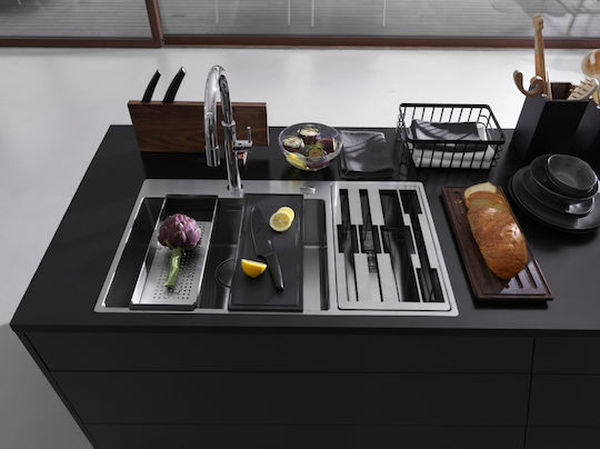 Franke Box Center Bwx 220-54-27 Ένθετος Νεροχύτης Αριστερός Inox Σατινέ Μ86xΠ51cm Ασημί