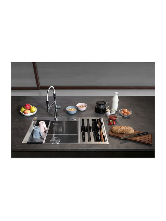 Franke Box Center Bwx 220-54-27 Drop-In Kitchen Sink Left Handed Inox Satin Finish M86xP51cm Silver