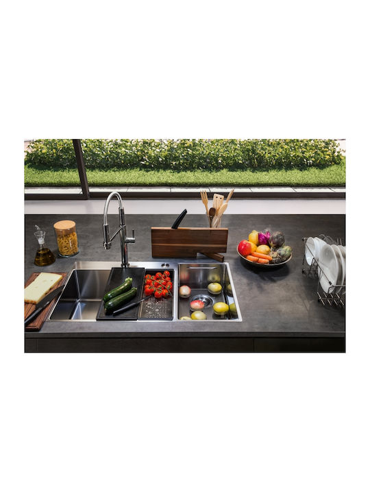 Franke Box Center Bwx 220-54-27 Drop-In Kitchen Sink Left Handed Inox Satin Finish M86xP51cm Silver