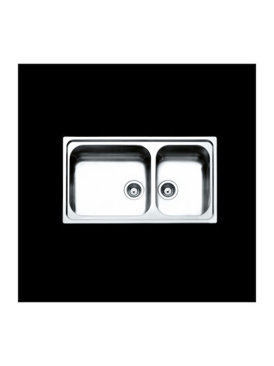 Apell Anniversario 8320 Ένθετος Νεροχύτης Αριστερός Inox Σατινέ Μ86xΠ50cm Ασημί