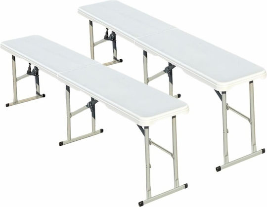 Heinner Campingmöbel Tischset aus Stahl für Camping Klappbar Weiß