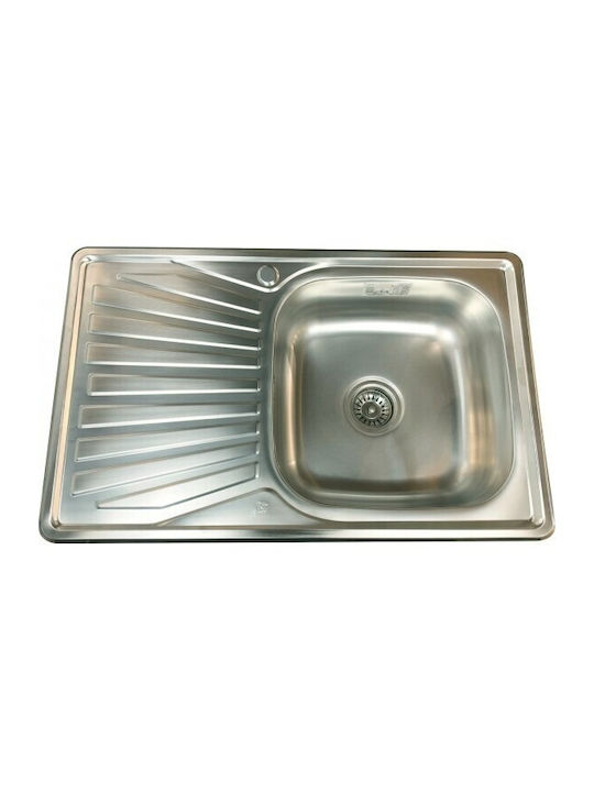 Inter Ceramic Ένθετος Νεροχύτης Inox Μ80xΠ50cm Ασημί