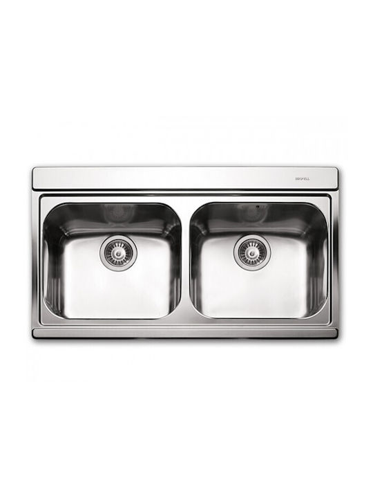 Apell Drop-In Sink Inox Satin with Faucet W89.7xD51cm Silver