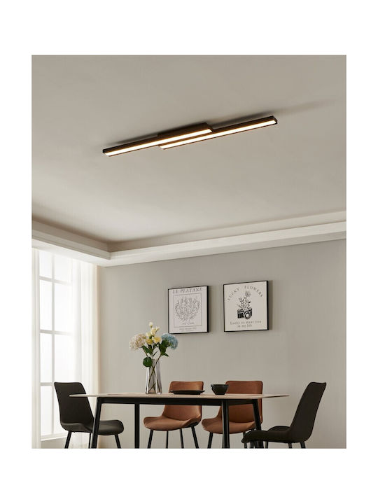 Eglo Saliteras Smart Ceiling Mount Light 116cm Black with Integrated LED and Remote Control