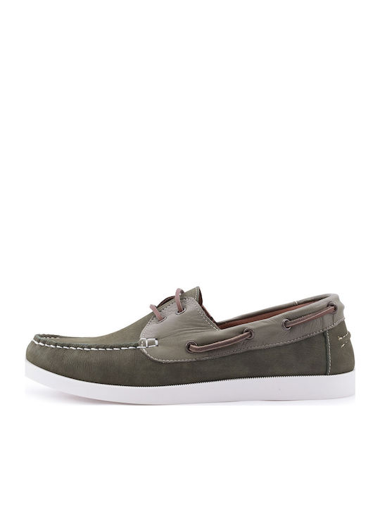 Δερμάτινα Ανδρικά Boat Shoes σε Πράσινο Χρώμα