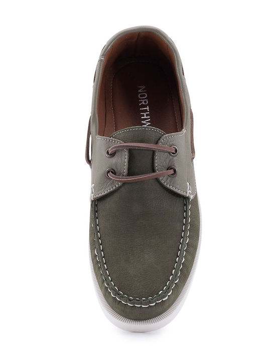 Δερμάτινα Ανδρικά Boat Shoes σε Πράσινο Χρώμα