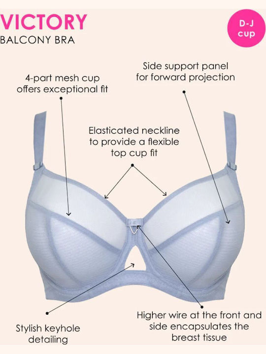 Victory Balconette Balconette Bra without Padding Underwire Baby Blue