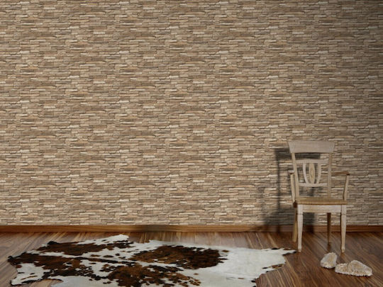 Ταπετσαρία Τοίχου Wood Stone Βινυλίου Μπεζ 1000x53cm