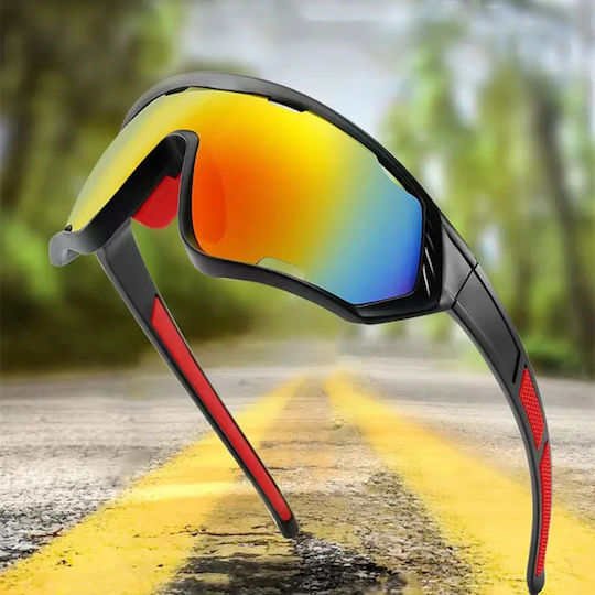 Techsuit Cycling Glasses 9330 with Black Frame & Multicolour Lenses