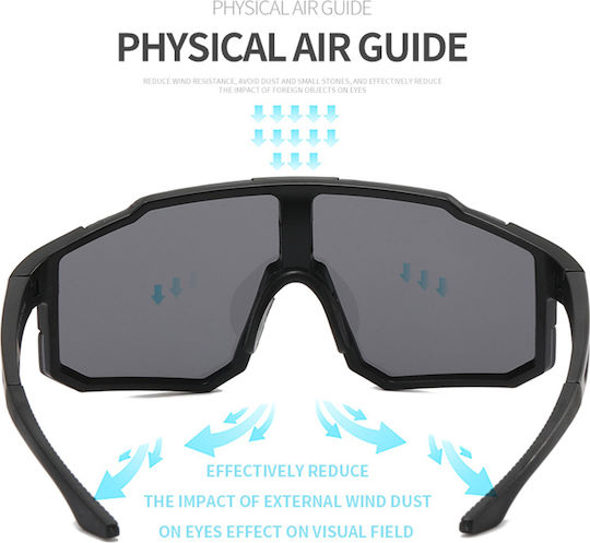 Techsuit Cycling Glasses 9337 with Black Frame & Transparent Lenses