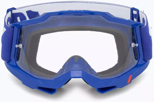 100% 100% Goggles 100% Accuri 2 Blue Transparent Anti-Fog Lens Lt 88%-92% New