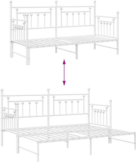Kinderbett Bett Einzel Metall Weiß Für Matratze 80x200cm