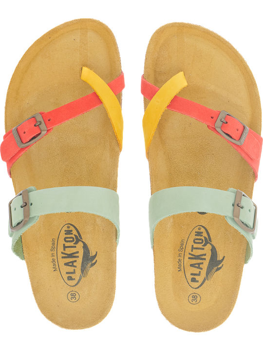 Leather Women's Flat Sandals Tricolor