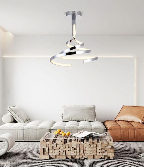 Sun Light Κρεμαστό Φωτιστικό Ασημί LED με Θερμό Λευκό Φως 50x100εκ.