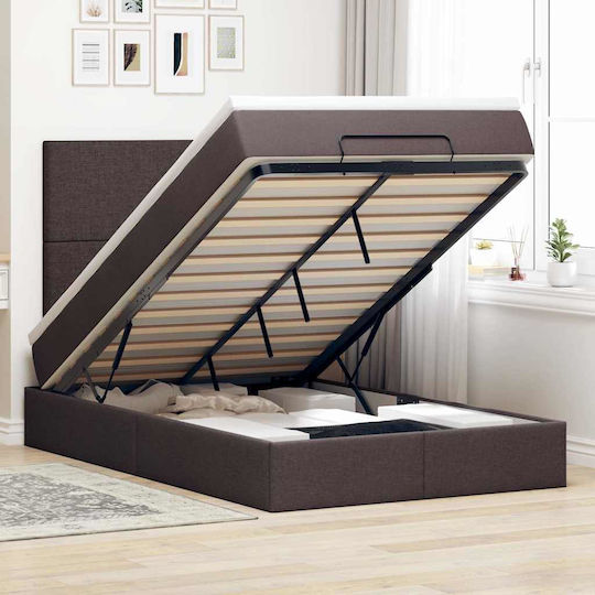 vidaXL King-Size-Bett Mit Stoff Dunkelbraune Mit Lattenrost Und Matratze 190x190cm