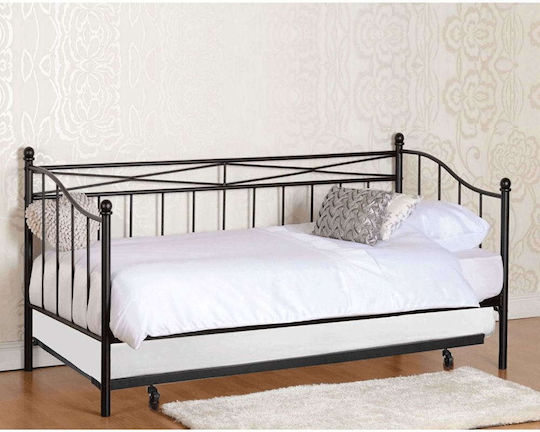 Marin Daybed Bett Einzelbett Metall Black mit Latten für Matratze 90x190cm