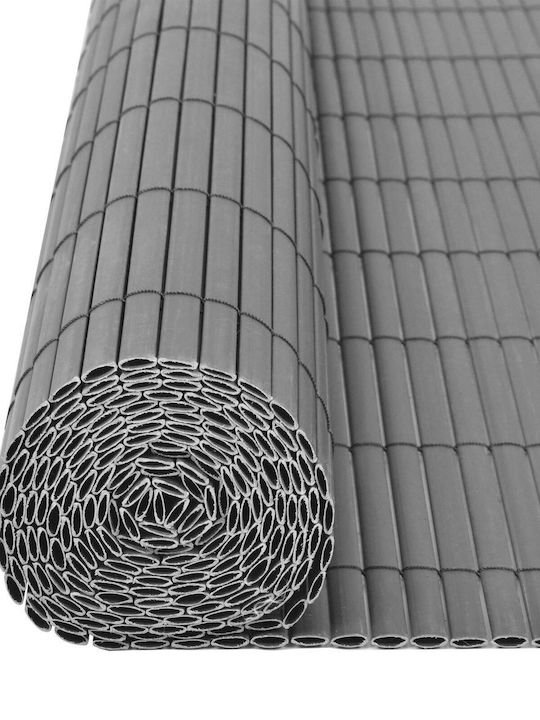 vidaXL Garden Fence Double-Sided Gray Bamboo Fencing Plastic with Whole Reed 1.5x3m