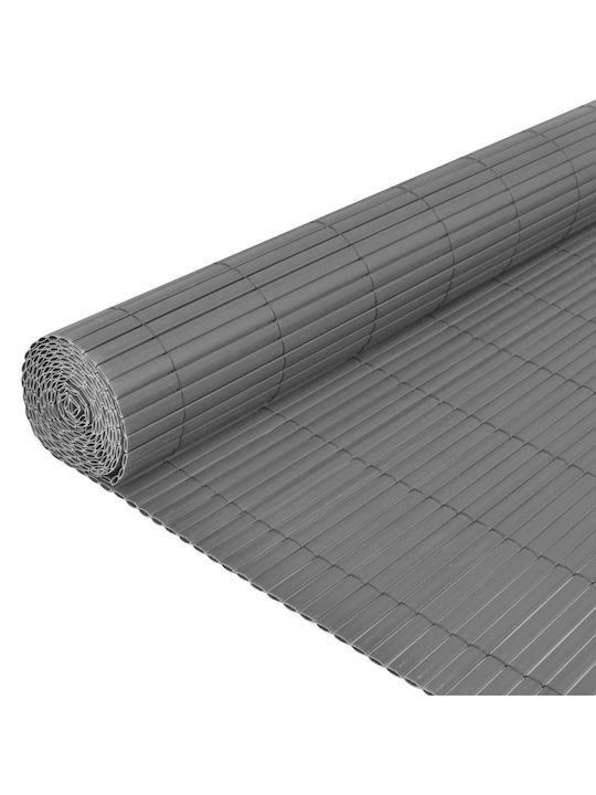 vidaXL Garden Fence Double-Sided Gray Bamboo Fencing Plastic with Whole Reed 1.5x3m