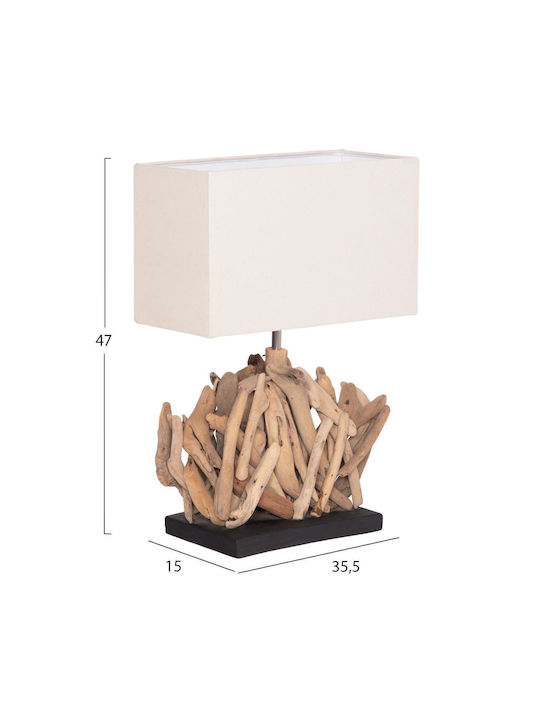 HomeMarkt Twiggy Ξύλινο Πορτατίφ για Ντουί E27 με Λευκό Καπέλο και Καφέ Βάση